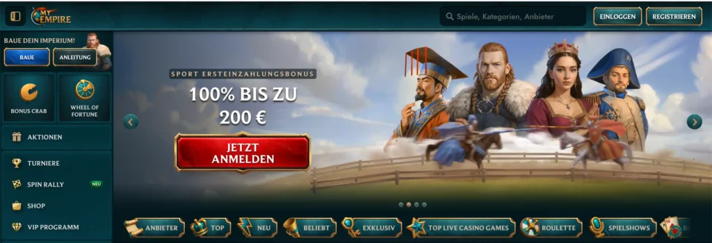 6. MyEmpire Online Casino mit schneller Auszahlung